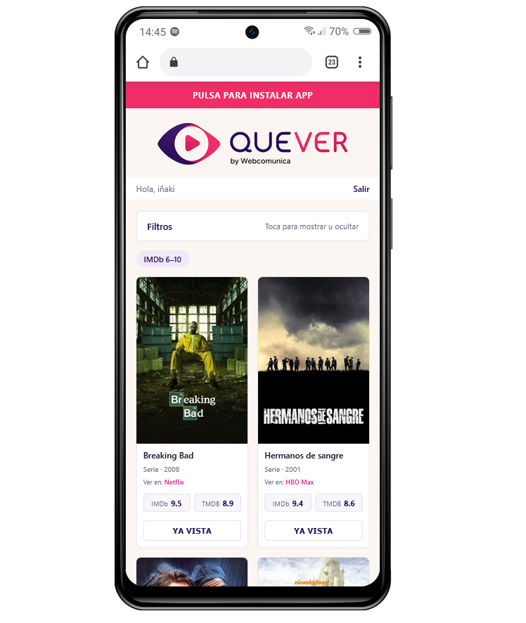 QUEVER - App gratuita para decidir qué ver en streaming